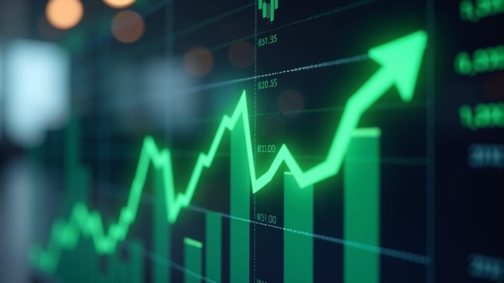 Stock market graph trending up