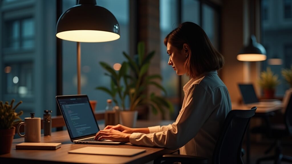 Person working on laptop