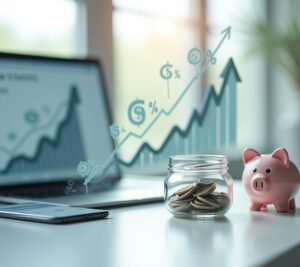 Stack of money growing upward