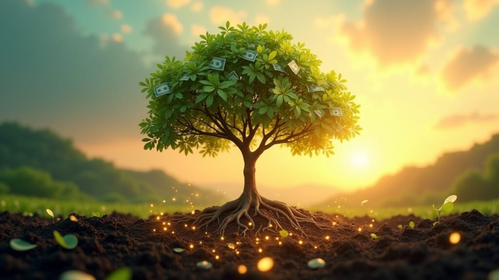 Growing money tree concept
