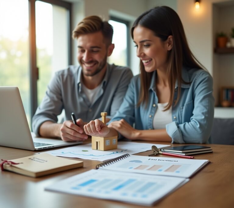 Miniature house with coins
