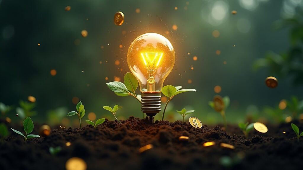 Money growing from ideas